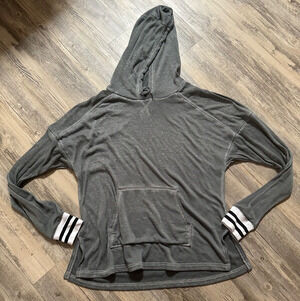 Free People Sweatshirt Womens Large Gray Hoodie Hooded Pockets